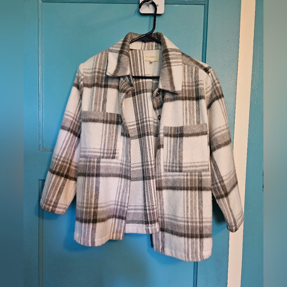 Melloday brushed plaid shacket. Oversized small